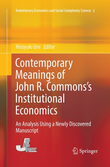 bokomslag Contemporary Meanings of John R. Commons's Institutional Economics