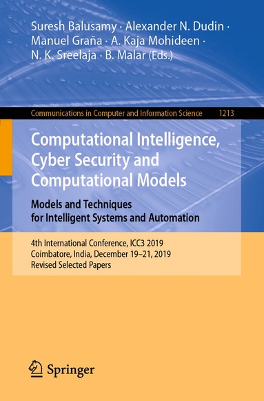 bokomslag Computational Intelligence, Cyber Security and Computational Models. Models and Techniques for Intelligent Systems and Automation