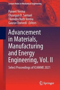 bokomslag Advancement in Materials, Manufacturing and Energy Engineering, Vol. II