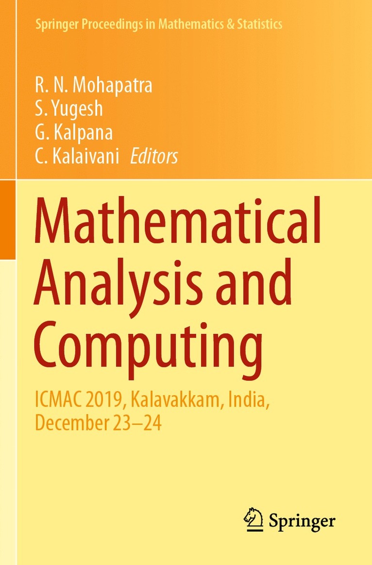 R. N. Mohapatra, S. Yugesh, G. Kalpana, C. Kalaivani - Mathematical Analysis and Computing, Häftad