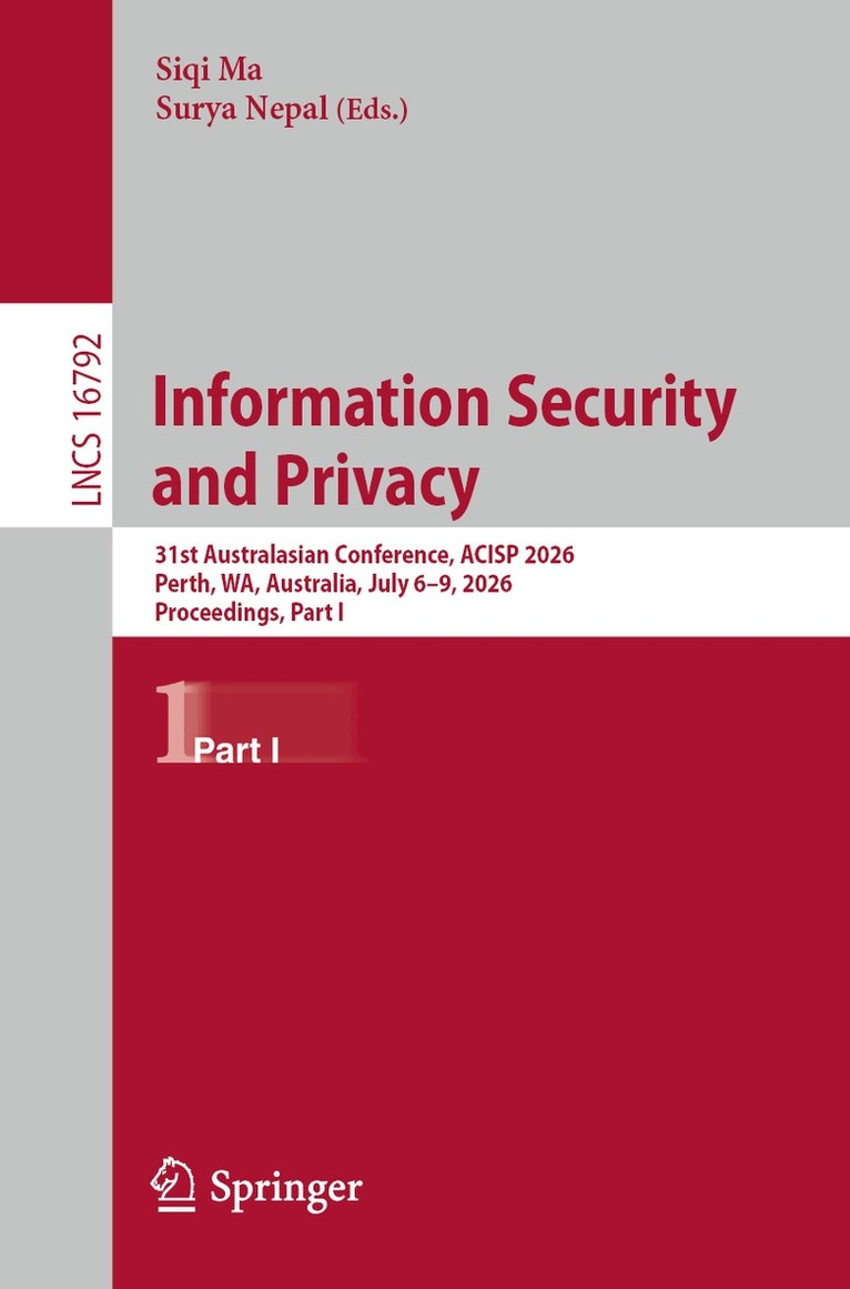 Siqi Ma, Surya Nepal - Information Security and Privacy, Häftad