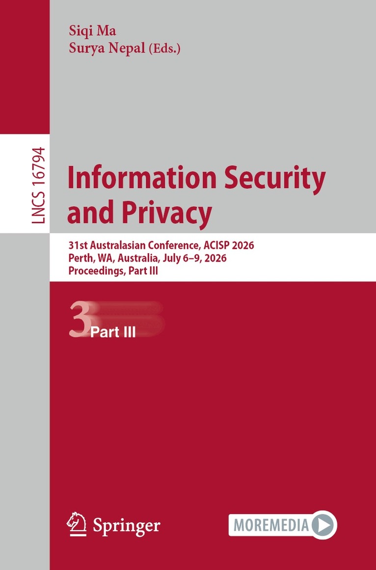 Siqi Ma, Surya Nepal - Information Security and Privacy, Häftad