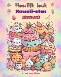 bokomslag Heerlijk leuk Kawaii-eten Kleurboek Schattige kawaii-ontwerpen voor fijnproevers