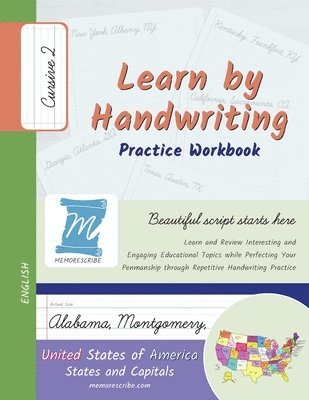 bokomslag Learn by Handwriting, Practice Workbook - United States of America, States and Capitals - Cursive, Level 2