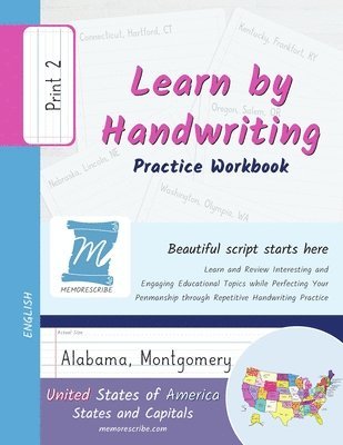 bokomslag Handwriting Practice Workbook - United States of America, States and Capitals - Print, Level 2