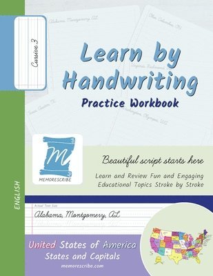 bokomslag Learn by Handwriting, Practice Workbook - United States of America, States and Capitals - Cursive, Level 3