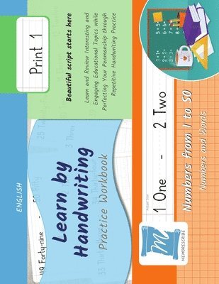 bokomslag Learn by Handwriting, Practice Workbook - Numbers from 1 to 50 - Words and Numbers - Print, Level 1