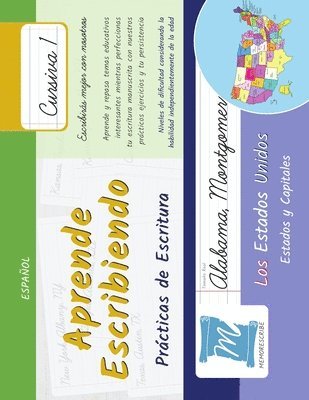 Prácticas de Escritura - Estados y Capitales de los Estados Unidos - Letra Cursiva, Nivel 1