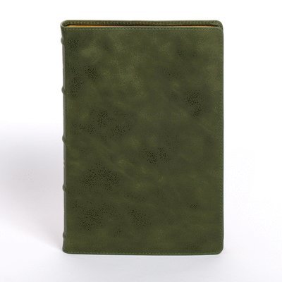 NASB Large Print Thinline Bible, Holman Handcrafted Edition, Marbled Olive Premium Calfskin 1