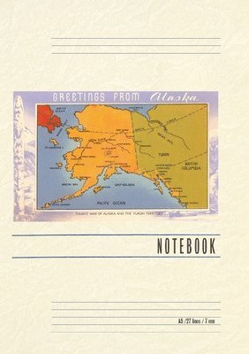 Vintage Lined Notebook Greetings from Alaska, Map 1
