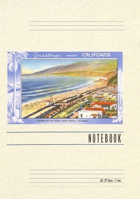 Vintage Lined Notebook Greetings from California, Santa Monica Beach 1