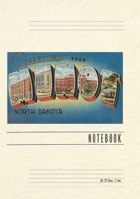 Vintage Lined Notebook Greetings from Minot, North Dakota 1