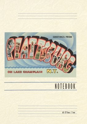 Vintage Lined Notebook Greetings from Plattsburg, New York 1