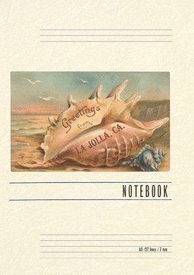 Vintage Lined Notebook Conch Shell, Greetings from La Jolla, California 1