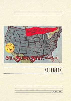 Vintage Lined Notebook Greetings from La Jolla, California, US Map 1