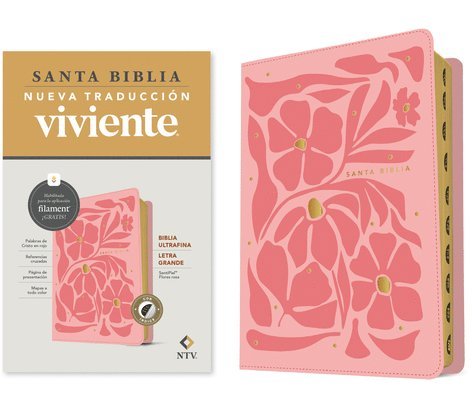 Biblia ultrafina NTV, letra grande con Filament (SentiPiel, Flores rosa, Indice, Letra Roja) 1