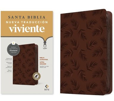 bokomslag Biblia ultrafina NTV, letra grande de ziper con Filament (SentiPiel, Palmera cafe, Indice, Letra Roja)