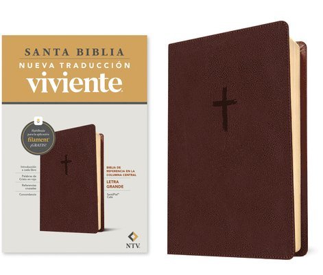 Nueva Traducción Viviente - Biblia de Referencia En La Columna Central Ntv, Letra Grande Con Filament (Sentipiel, Café, Letra Roja), Inbunden