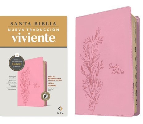 Nueva Traducción Viviente - Biblia de Referencia En La Columna Central Ntv, Letra Grande Con Filament (Sentipiel, Rosa, Índice, Letra Roja), Inbunden