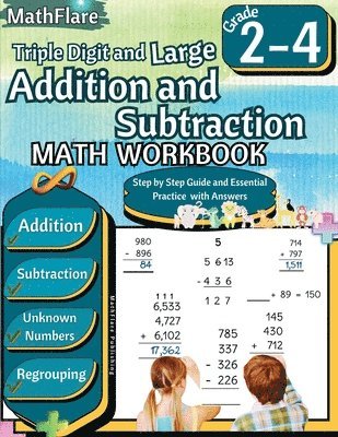 bokomslag Triple Digit and Large Addition and Subtraction Math Workbook 2nd to 4th Grade