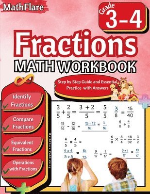 bokomslag Fractions Math Workbook 3rd and 4th Grade