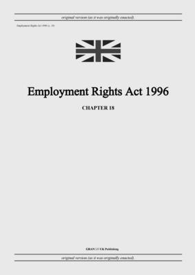 United Kingdom Legislation - Employment Rights Act 1996 (c. 18), Häftad