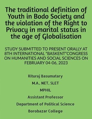 bokomslag traditional definition of Youth in Bodo Society and the violation of the Right to Privacy in marital status in the age of Globalisation