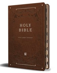 bokomslag KJV Holy Bible, Giant Print Thinline Large Format, Brown Premium Imitation Leather with Ribbon Marker, Red Letter, and Thumb Index