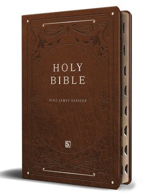 bokomslag KJV Holy Bible, Giant Print Thinline Large Format, Brown Premium Imitation Leather with Ribbon Marker, Red Letter, and Thumb Index