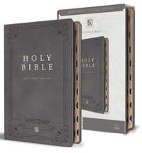 bokomslag KJV Holy Bible, Giant Print Thinline Large Format, Gray Premium Imitation Leathe R with Ribbon Marker, Red Letter, and Thumb Index