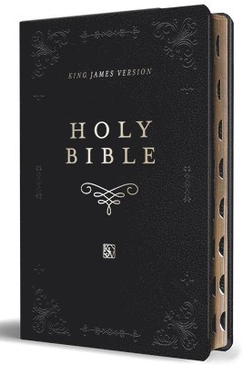 bokomslag KJV Holy Bible, Giant Print Thinline Large Format, Black Premium Imitation Leather with Ribbon Marker, Red Letter, and Thumb Index