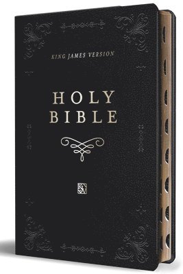 KJV Holy Bible, Giant Print Thinline Large Format, Black Premium Imitation Leath Er with Ribbon Marker, Red Letter, and Thumb Index 1