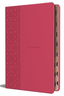 KJV Holy Bible, Large Print Medium Format, Fuchsia Faux Leather W/Ribbon Marker, Red Letter, Thumb Index