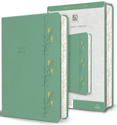 bokomslag KJV Holy Bible, Large Print Medium Format, Green with Birds Faux Leather W/ Ribbon Marker, Red Letter