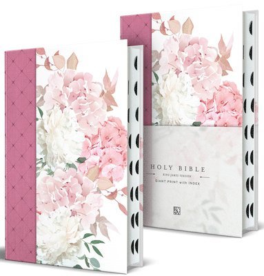 KJV Holy Bible, Giant Print Large Format, Hardcover Pink with Flowers with Ribbon Marker, Red Letter, and Thumb Index