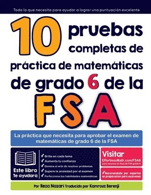 bokomslag 10 pruebas completas de prctica de matemticas de grado 6 de la FSA