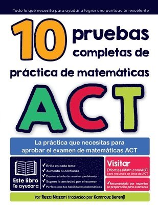 bokomslag 10 pruebas completas de prctica de matemticas ACT